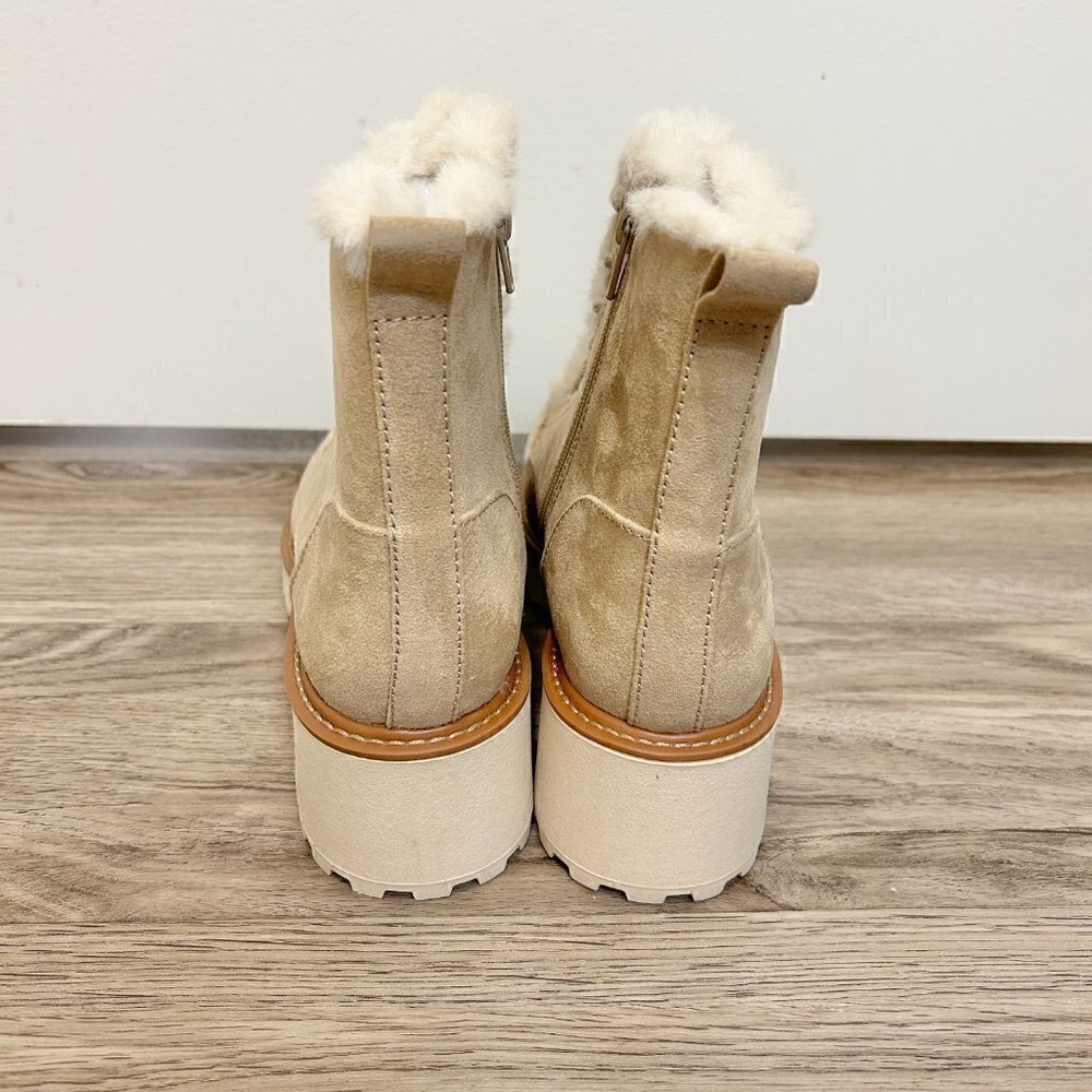 Madden Girl Carraf Hiker Boot Faux Fur Sand Beige Size 9 BRAND NEW - Picture 8 of 12